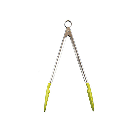 CUISIPRO green 24 cm cooking and serving tongs, stainless steel with green handles, ideal for kitchen and serving tasks.
