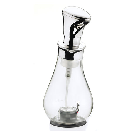 CUISIPRO chrome soap foam dispenser, 39 cm tall, with a sleek design and pump for dispensing foaming soap.