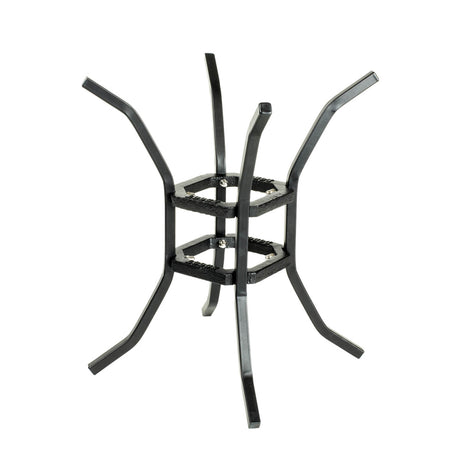 Black LODGE Fire & Cook Grill Stand with sturdy metal frame for outdoor cooking and fire pit support.