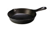 Lodge cast iron skillet in black, classic design, with a smooth cooking surface and sturdy handle for versatile kitchen use.