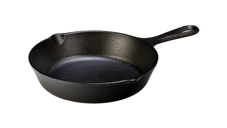 Lodge classic black cast iron skillet with handle, ideal for frying and cooking on stovetop or oven.