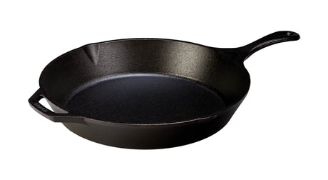 Lodge classic black cast iron skillet showing a smooth cooking surface and sturdy handle, ideal for versatile stovetop use.