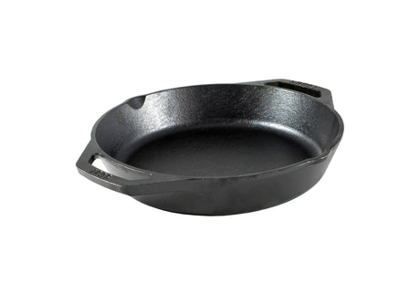 Lodge classic black cast iron skillet pan, durable cookware for stovetop and oven use, with a smooth cooking surface.