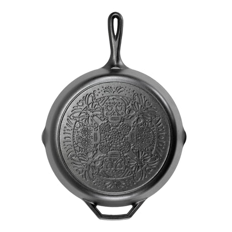 Lodge classic cast iron pan in black, showing the smooth cooking surface and sturdy handle, ideal for versatile cooking.