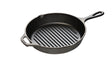 Lodge Classic black cast iron grill pan with 25.4 cm diameter, shown with textured cooking surface and sturdy handle.