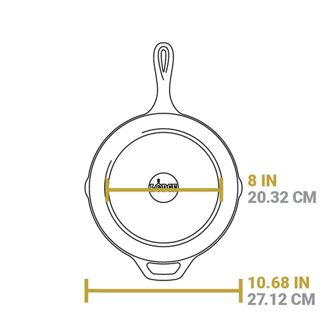 Lodge Classic black grill pan with 25.4 cm diameter, cast iron construction for outdoor and indoor grilling.