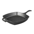 Lodge Classic black square grill pan with a 26.7 cm diameter, perfect for indoor grilling and searing.