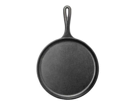 Lodge Classic black flat grill pan with a 26.7 cm diameter, ideal for grilling and searing food on the stovetop.