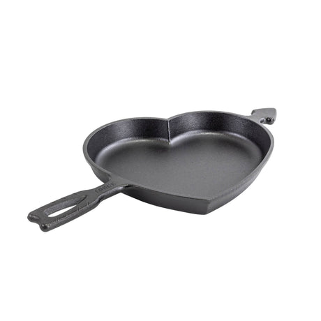 Lodge classic heart-shaped cast iron skillet, 22.8 cm, with black finish and sturdy handle, perfect for cooking and serving.