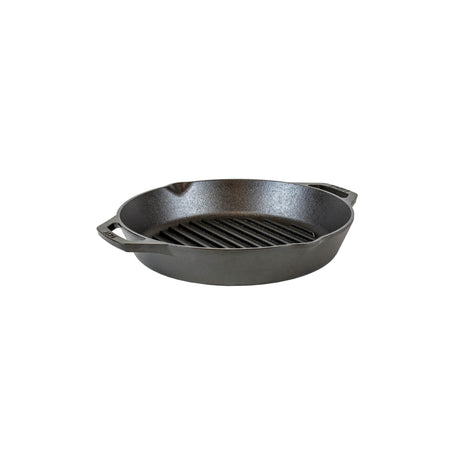 Lodge Classic black double-handle grill pan with 30.5 cm diameter, suitable for outdoor and indoor grilling.