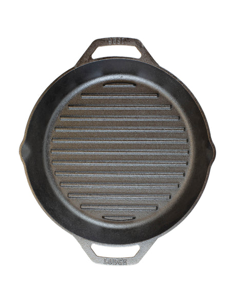 Lodge Classic black double-handle grill pan, 30.5 cm, with ridged surface for grilling and searing in the kitchen.