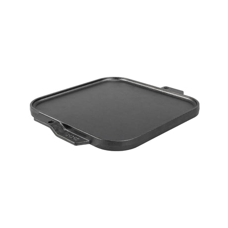 Lodge Grillplatte, flach und gerillt, schwarz, aus Gusseisen, ideal für Grillgerichte und vielseitiges Kochen.