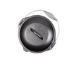 Lodge classic black Dutch oven with a sturdy lid, cast iron construction, suitable for stovetop and oven cooking.
