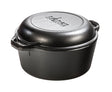 Lodge 12.3L black cast iron Dutch oven with lid, ideal for baking, roasting, and slow cooking in a durable, classic design.
