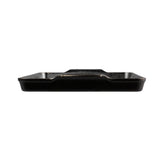 Lodge classic black baking pan with 26.7 cm size, shown in a close-up image, ideal for baking and roasting.