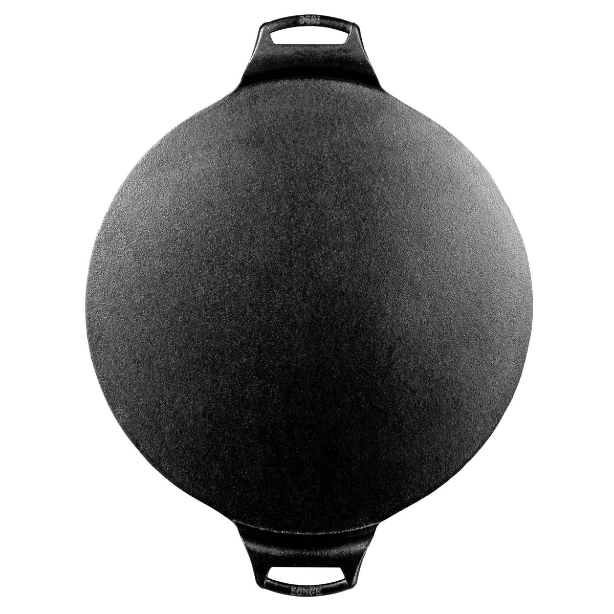 Lodge classic 31.8 cm black pizza baking pan with flared sides and textured surface for even baking and easy release.