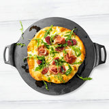 Lodge classic black 31.8 cm pizza baking pan with non-stick surface, perfect for homemade pizzas and baking.