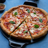 Lodge classic black 31.8 cm pizza baking pan with a sturdy rectangular shape and non-stick coating for even baking.