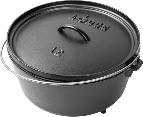 Lodge Classic black grill with a sturdy metal cooking surface and handle, ideal for outdoor grilling and barbecues.