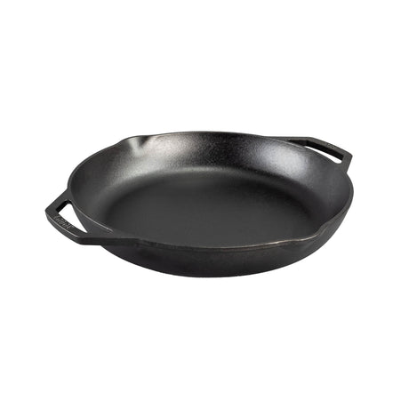 Lodge double handle cast iron skillet, Chef 35.6 cm, sturdy cooking pan with two handles for versatile kitchen use.