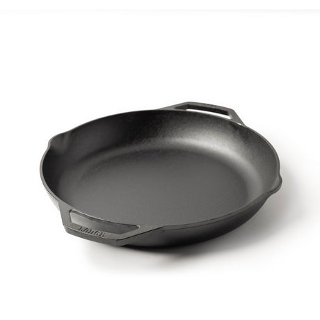 Lodge double handle cast iron skillet, chef series, 35.6 cm size, durable cookware for stovetop and oven use