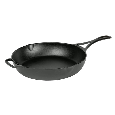 Lodge black cast iron skillet pan with 26 cm diameter, durable cooking surface and sturdy handle for versatile kitchen use