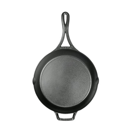 Lodge black cast iron 26 cm frying pan with handle and lid, sturdy cookware for versatile kitchen use