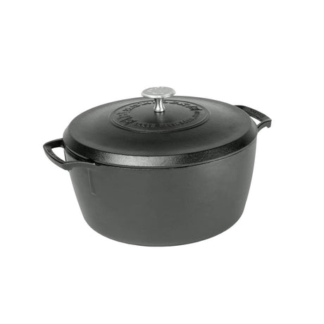 Lodge black cast iron skillet pan with 5.2-liter capacity, durable cookware for versatile cooking.