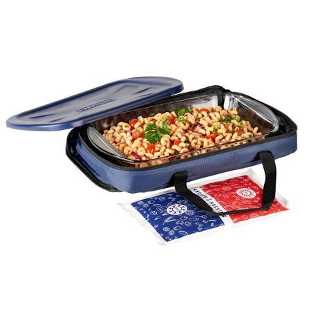 Anchor Hocking 2-piece baking dish set with 2.8L capacity, clear glass casserole pans suitable for baking and roasting.
