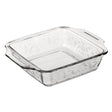 Anchor Hocking Laurel embossed square baking dish, 1.9L, used for casseroles and oven dishes, with detailed embossed leaf pattern.