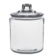 Anchor Hocking Heritage Hill storage jar, clear glass container with a wide mouth and vintage-inspired design for kitchen storage.