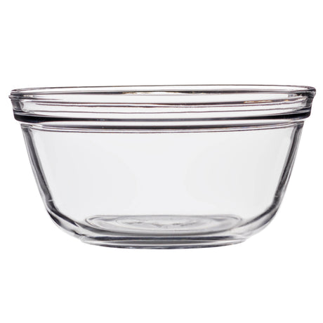 Anchor Hocking mixing bowl, round glass Rührschüssel for baking and preparing ingredients, clear and durable kitchenware.