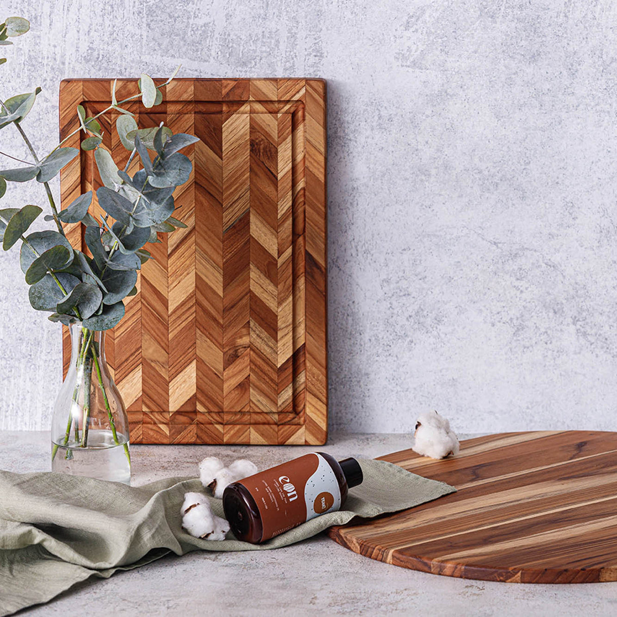 Teakholz-Schneidbrett HERRINGBONE