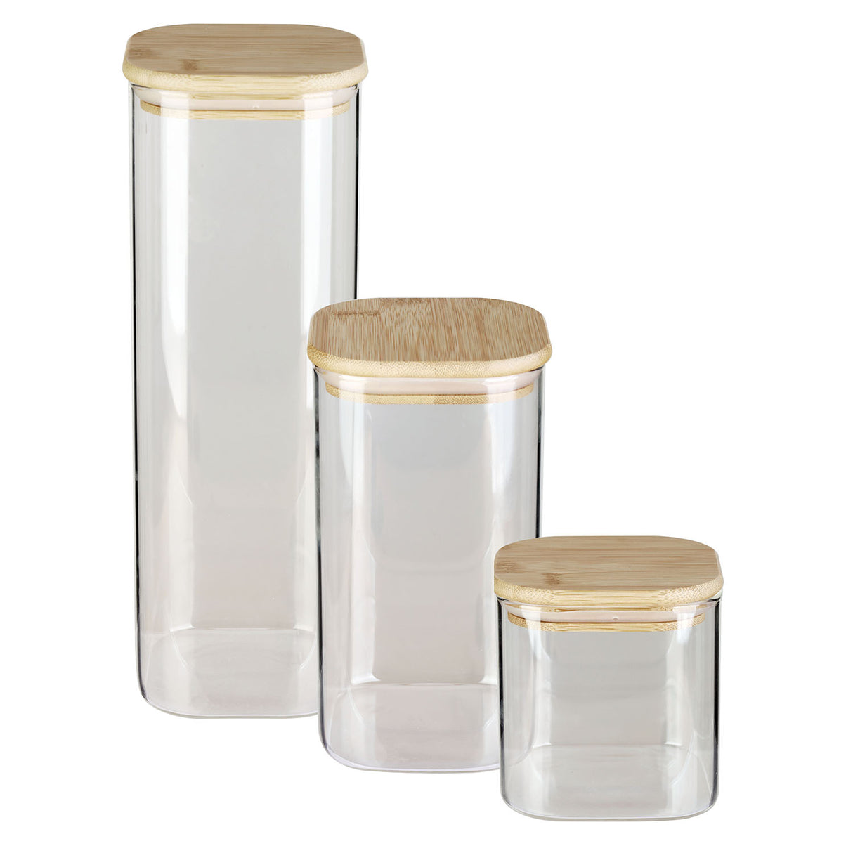 Vorratsglas mit Bambusholz-Deckel, quadratisch, 0,65 Liter