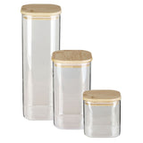Vorratsglas mit Bambusholz-Deckel, quadratisch, 0,65 Liter