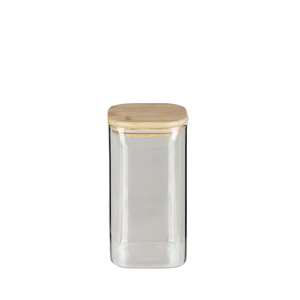 Vorratsglas mit Bambusholz-Deckel, quadratisch, 1,3 Liter