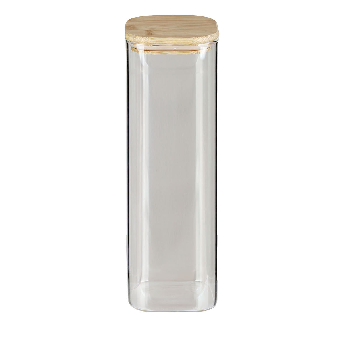 Vorratsglas mit Bambusholz-Deckel, quadratisch, 2,1 Liter