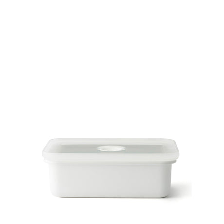 HONEYWARE white enameled vacuum container with 740 ML capacity, featuring a sleek design and secure lid for storage