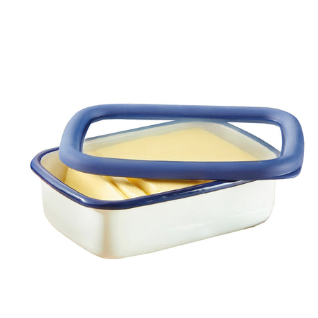 Flache Emaille-Frischhaltedose, S flach, 0,42L