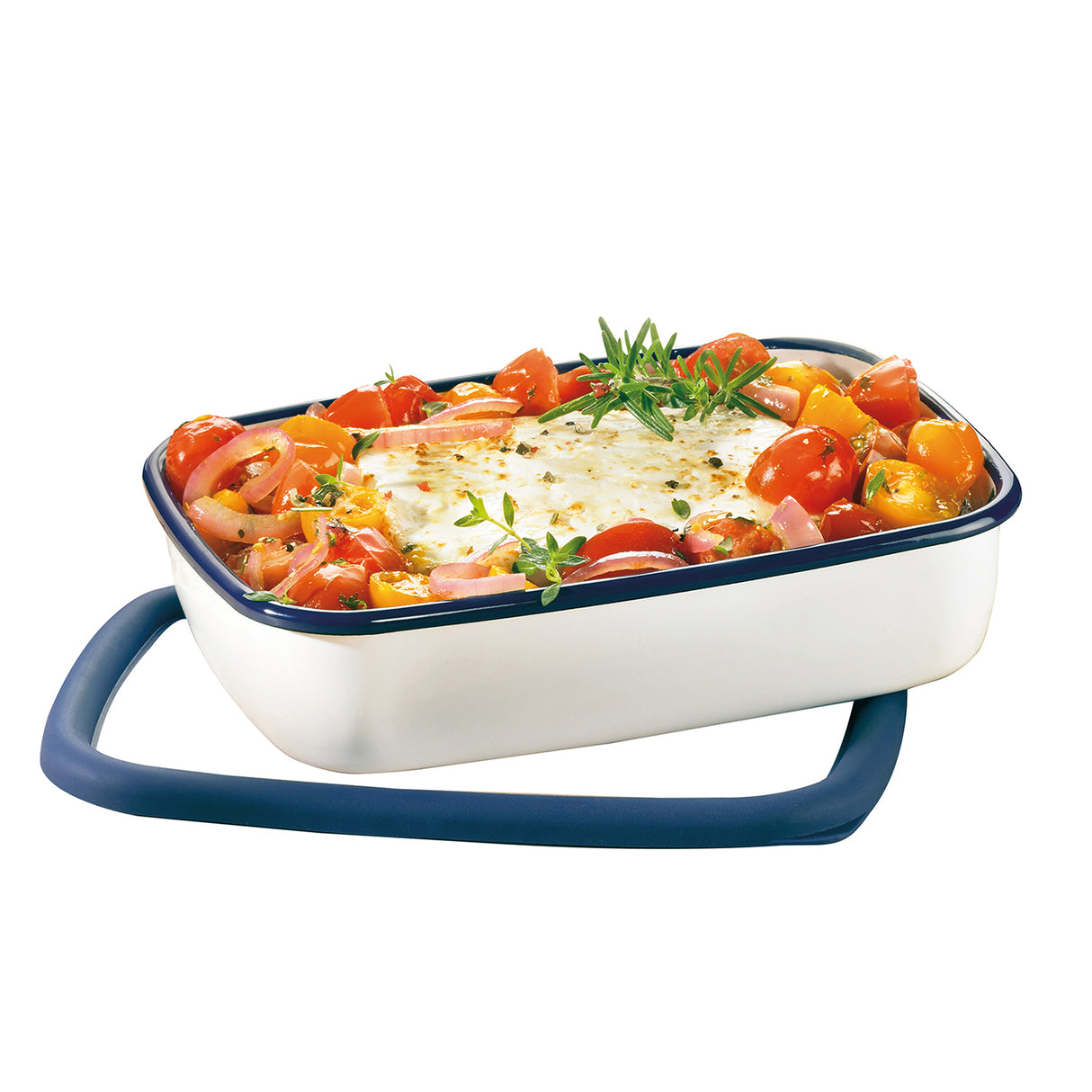 Flache Emaille-Frischhaltedose, M flach, 0,9L