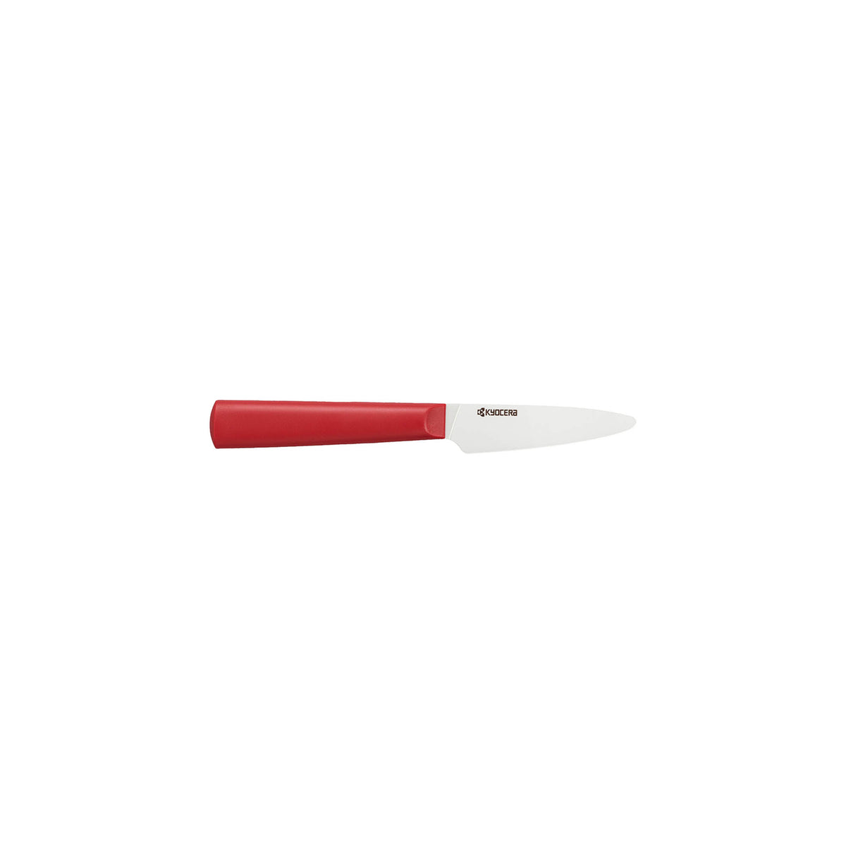Rotes KYOCERA Keramikmesser CHOWA mit ergonomischem Griff, ideal zum präzisen Schneiden und Zubereiten von Lebensmitteln.