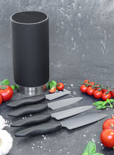 KYOCERA Messerblock mit 4 SHIN Messern aus Keramik und Softtouch-Griff, stilvoller Küchenmesser-Organizer