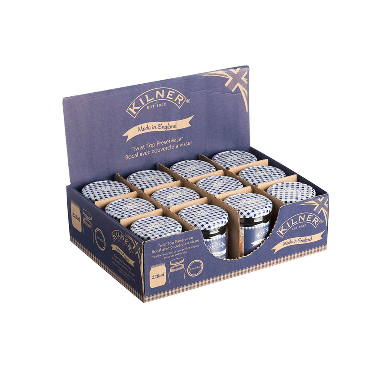 KILNER Einkochglas, klares Glas mit 228 ml Fassungsvermögen, ideal für Einmachen und Aufbewahren von Lebensmitteln