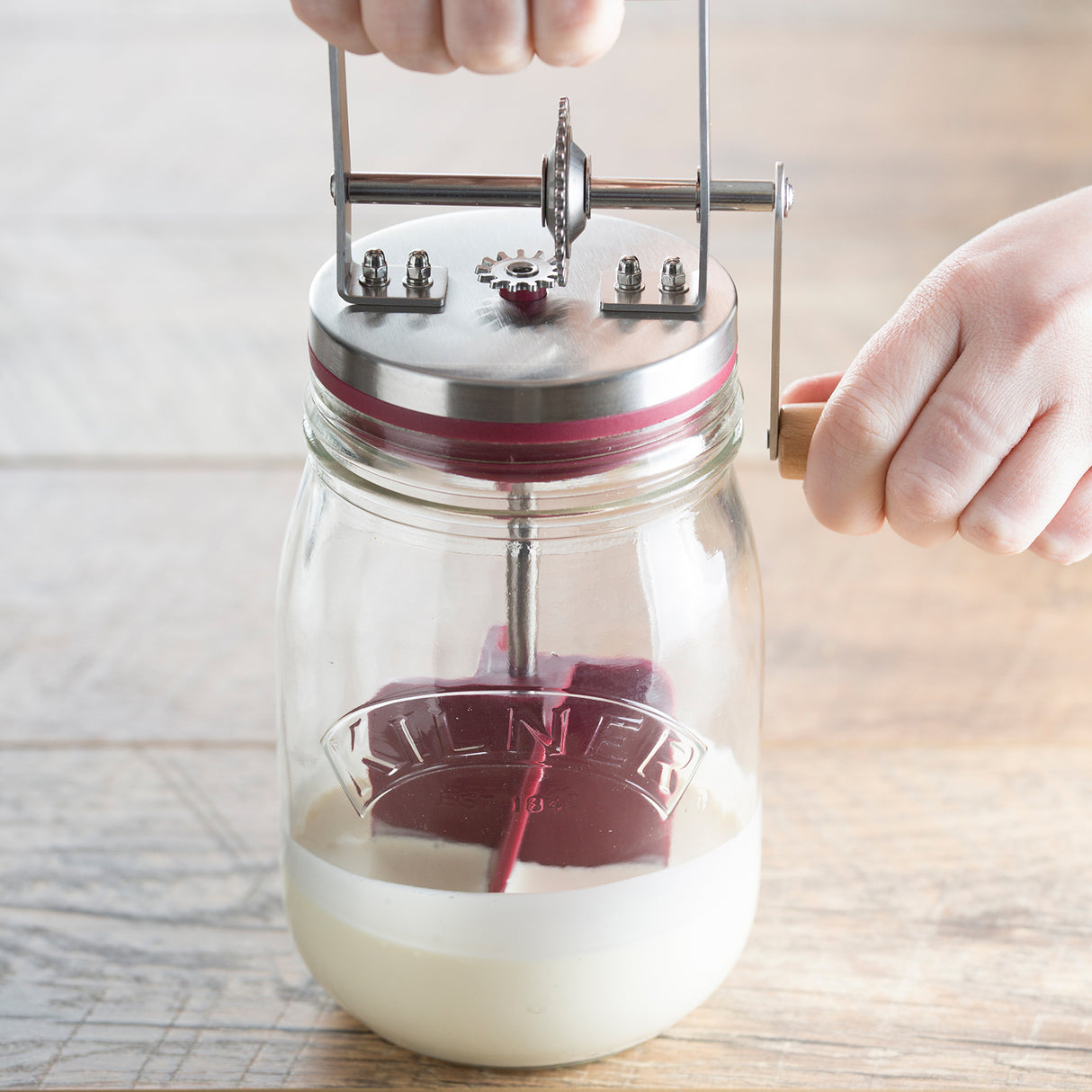 Butterfass mit Drehkurbel, 1 Liter