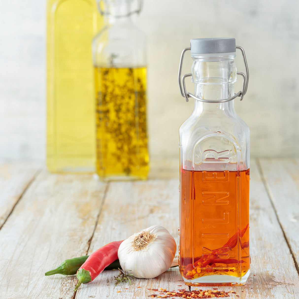 Einkochflasche mit Bügelverschluß, eckig
