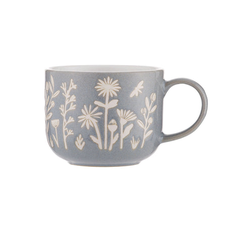 MASON CASH ceramic mug featuring tulips and sage design, 400 ml capacity, with a white background and colorful floral pattern.