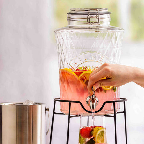 Getränkespender Diamantmuster mit Edelstahl-Zapfhan, 5 Liter