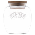 KILNER Vorratsglas mit Akazienholzdeckel, transparentes Glasbehältnis für Lebensmittel, naturbelassenes Holzdeckeldesign