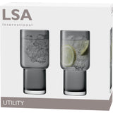 LSA | Longdrinkgläser, UTILITY, grau, 390 ML, 2er Set