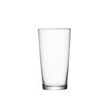 Set of four clear LSA Saftglas GIO juice glasses, 320ml capacity, showcasing elegant design and transparent glass.